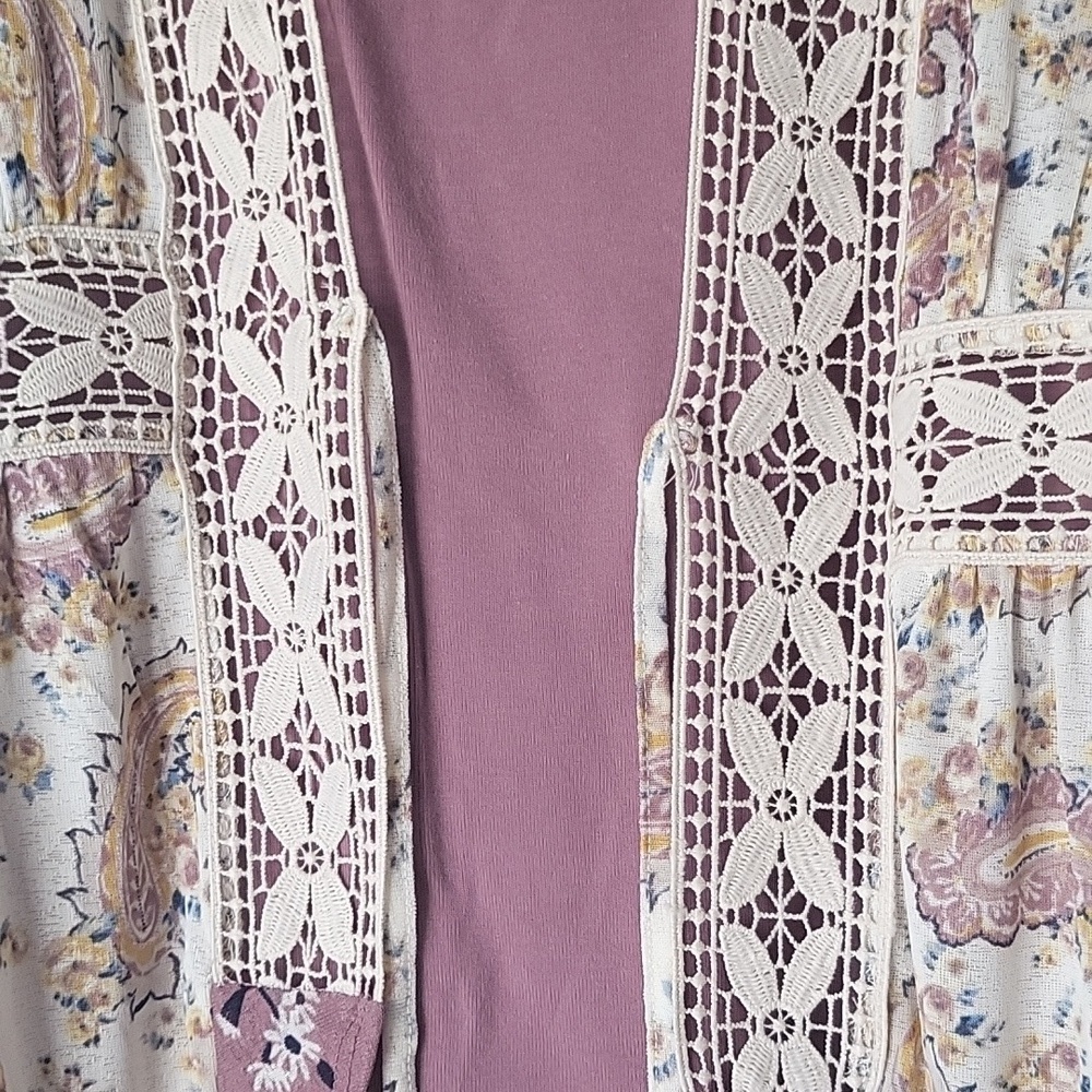 CATO floral print tie front duster with matching tank - Picture 3 of 5